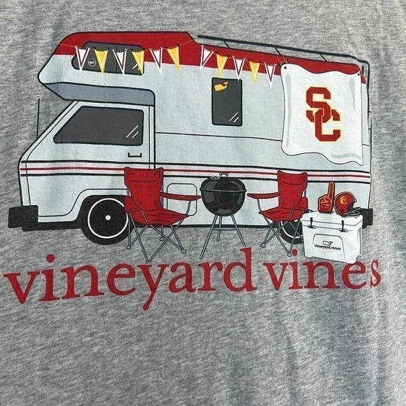 USC Trojans Vineyard Vines Men’s Interlock Cotton Gray RV Tailgate Tee S… - Picture 3 of 10